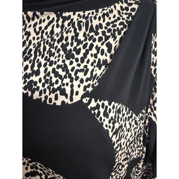 Donna Morgan Women Maxi Dress 16 Bodycon Long Sleeve Black Cream Stretch New - Picture 5 of 11